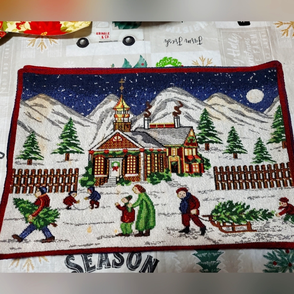 Set of 6 Christmas vintage table mats